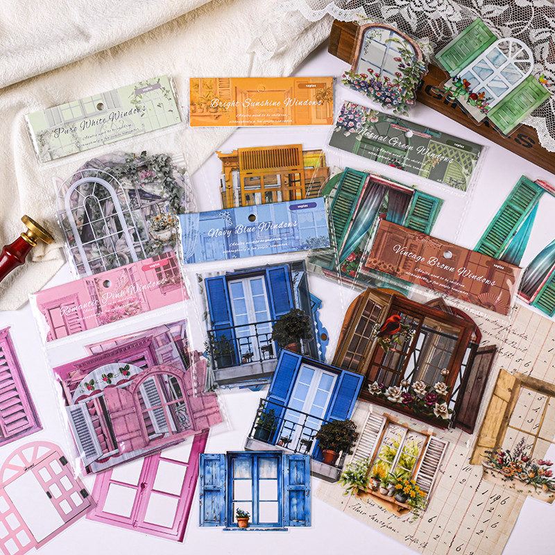 10 ชิ้น Original Window Scenery Series สติกเกอร์ PET Journal Deco DIY สติกเกอร์