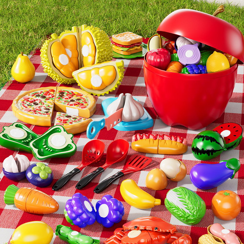 TEMI Apple Storage Box Kid Cutting Fruit cooking Toys แกล้งทําเป็นเล่นชุดของขวัญ