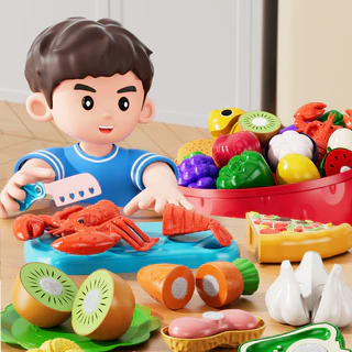 ⭐การจัดส่งในประเทศไทย⭐TEMI ตัดผลไม้และผักกล่องเก็บ Apple แกล้งเล่นชุดทําอาหารเด็กของเล่นของขวัญ
