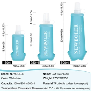 Newboler 150ml 250ml 500ml Running Soft Flask กีฬาขวดน้ํานุ่ม TPU ขวดน้ําพับได้เหมาะสําหรับมาราธอน Off Road Running Slow Running Camping Bike