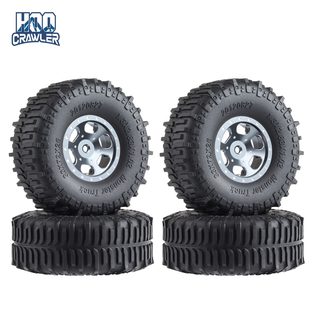 4 ชิ้น 1.3 นิ้ว 33*70*27 มิลลิเมตร Swamper Mud Terrain ยางล้อยาง 1.3 “ขอบสําหรับ 1/18 1/24 RC Crawler TRX4M Axial SCX24 FMS FCX24