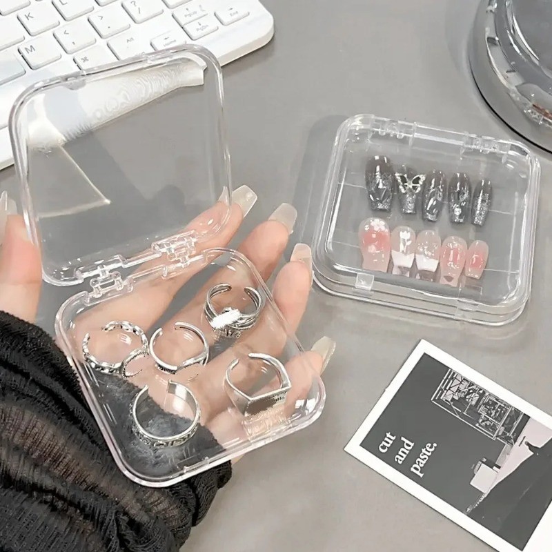 กล่องเก็บแป้งพัฟอเนกประสงค์ 1/3/5 ชิ้น - ต่างหูเล็บโปร่งใสแหวนความงามออแกไนเซอร์กรณี - รูปที่ 3