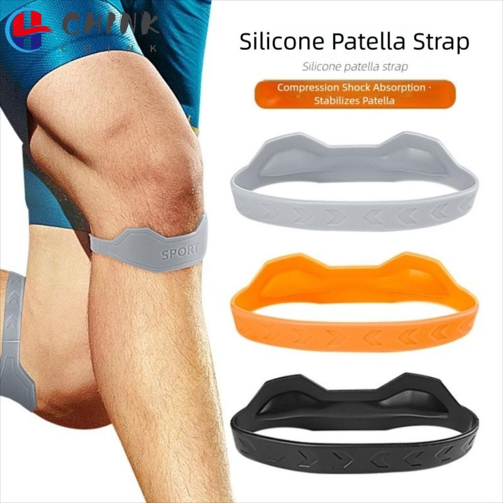 CHINK สายรัดเข่า Patella, สายรัดเข่าเอ็น Patella ที่รองรับซิลิโคน, ป้องกันคงที่ยืดหยุ่นพยุงเข่ารั้ง Knee Care
