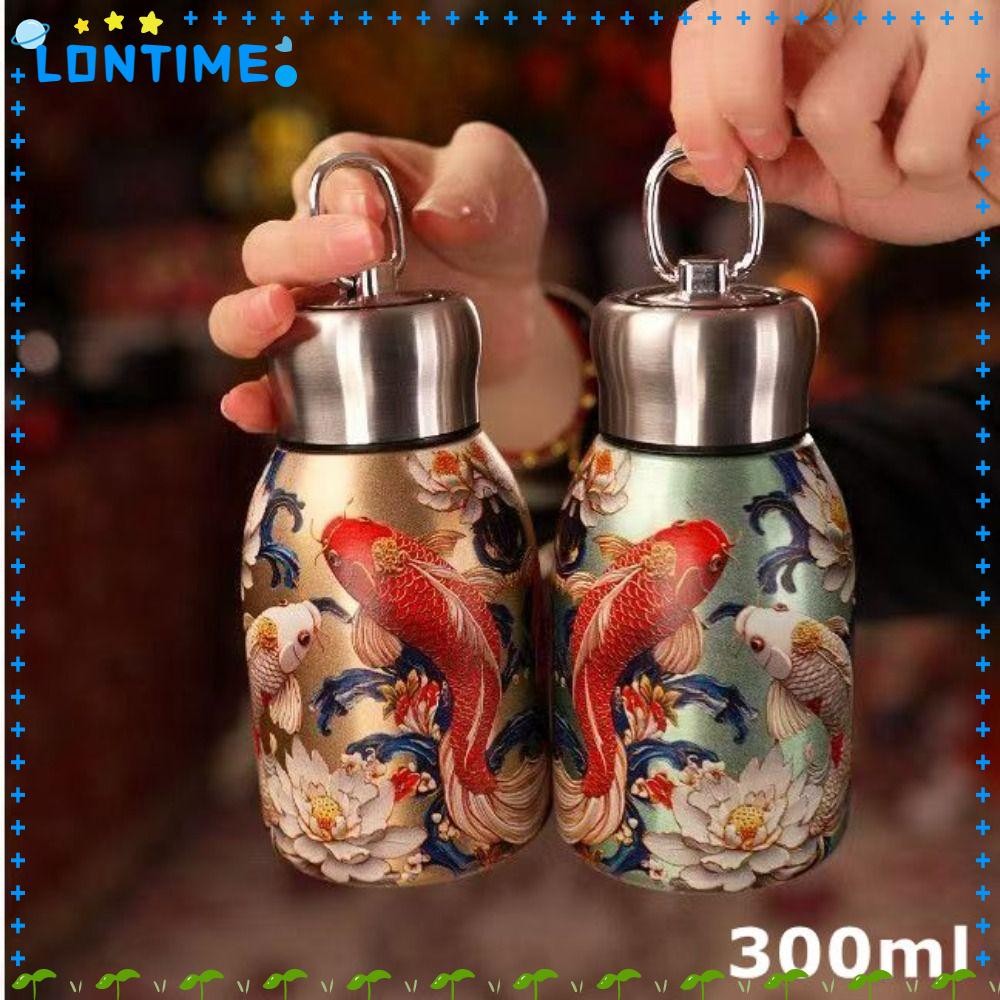 LONTIME ถ้วยฉนวน, ขวดน้ําขนาด 300 มล., ของขวัญสร้างสรรค์ป้องกันการรั่ว 316 สแตนเลสแก้วกาแฟทนทานกีฬา