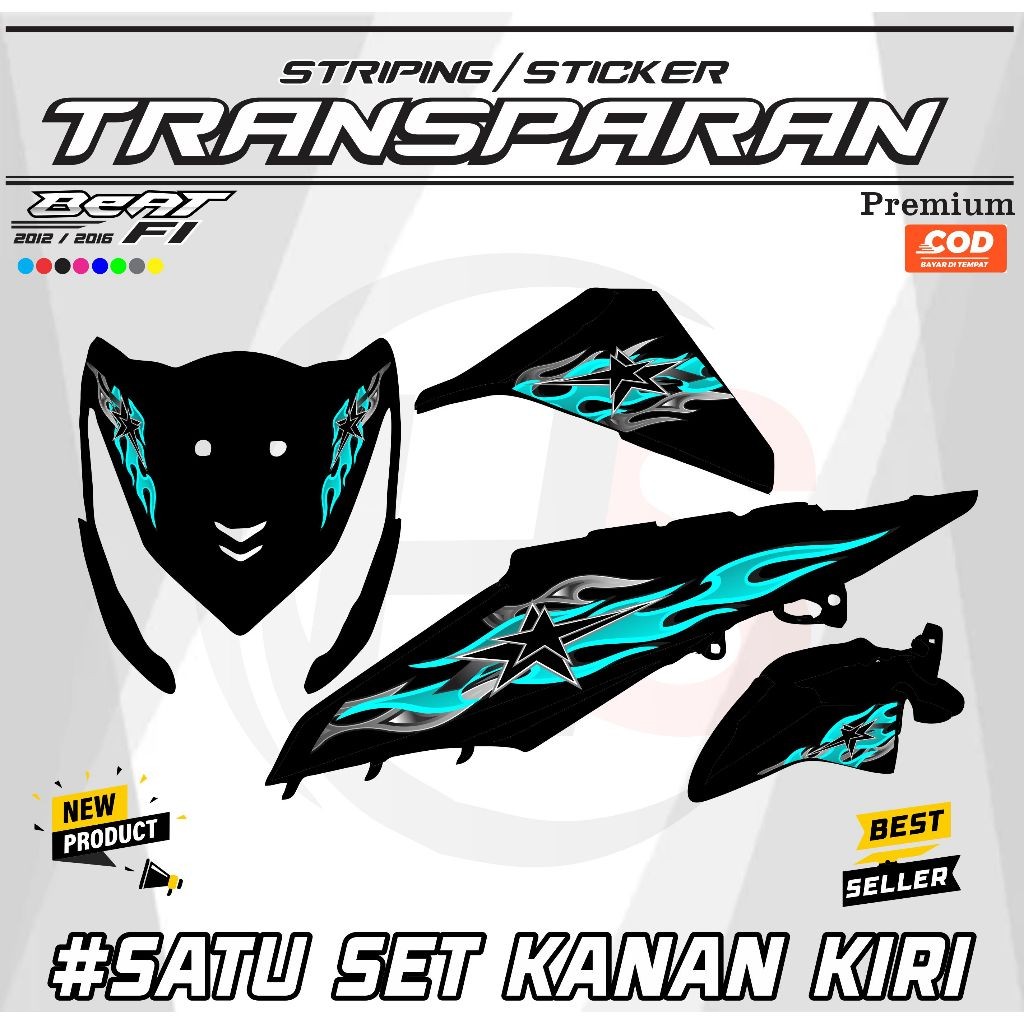Striping Beat Fi ใหม่สติกเกอร์ UV โปร่งใสการออกแบบที่เรียบง่ายล่าสุด h68 LIS KERE