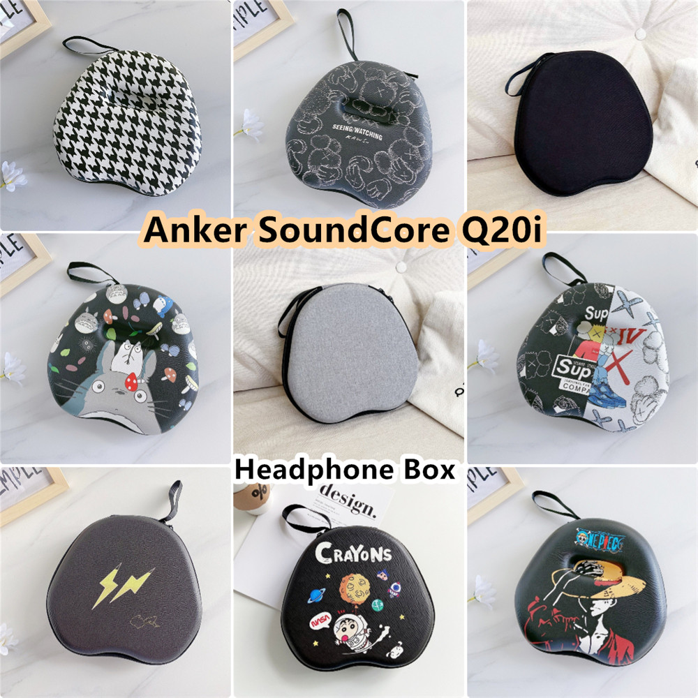 Case HomeFor Anker SoundCore Q20i หูฟัง Hard Case ชุดหูฟังสีดําบริสุทธิ์แผ่นรองหูฟัง EVA ปลอกกล่อง