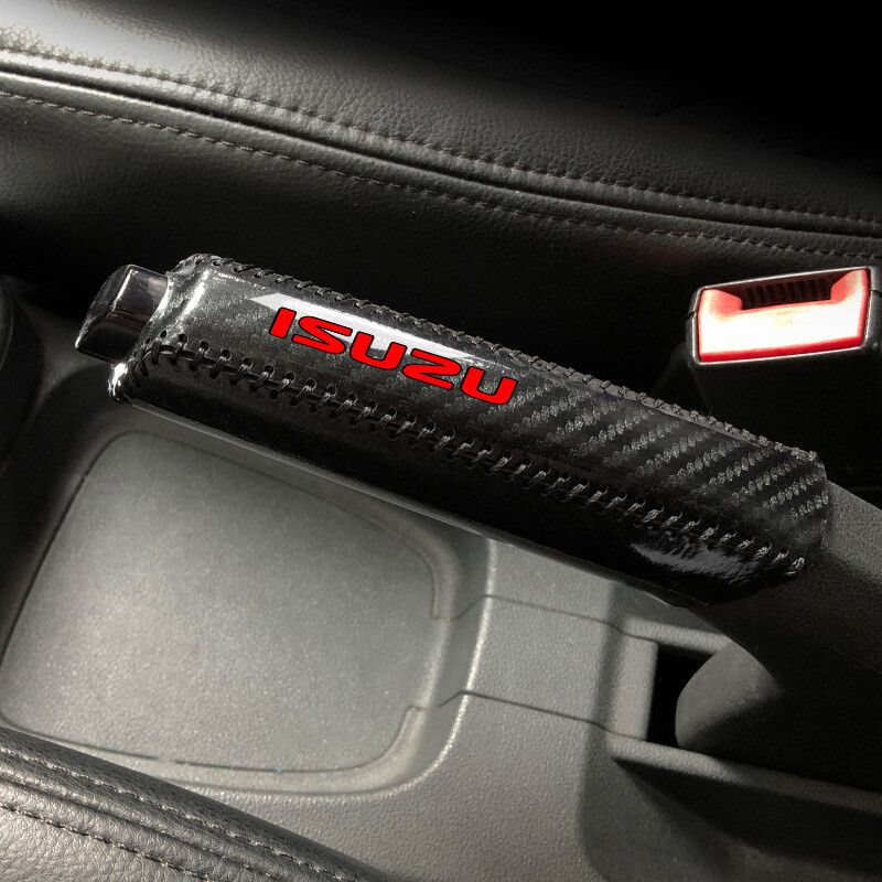 คาร์บอนไฟเบอร์รถหนัง Handbrake ฝาครอบป้องกันเบรคมือสําหรับ ISUZU DMAX MU MU-7 D-MAX
