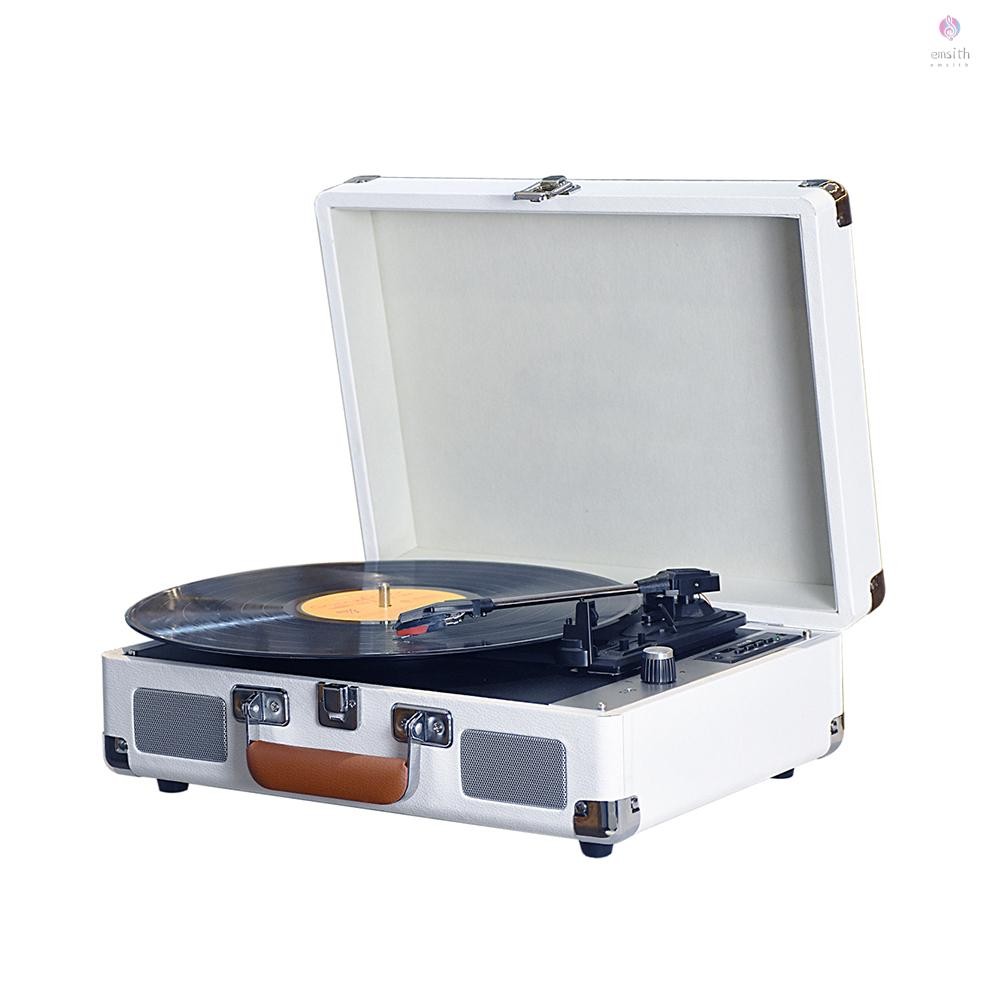 E * M Vintage Vinyl Record Player BT Phonograph USB Recording 33/45/78RPM Support for 7/10/12inch Vi
