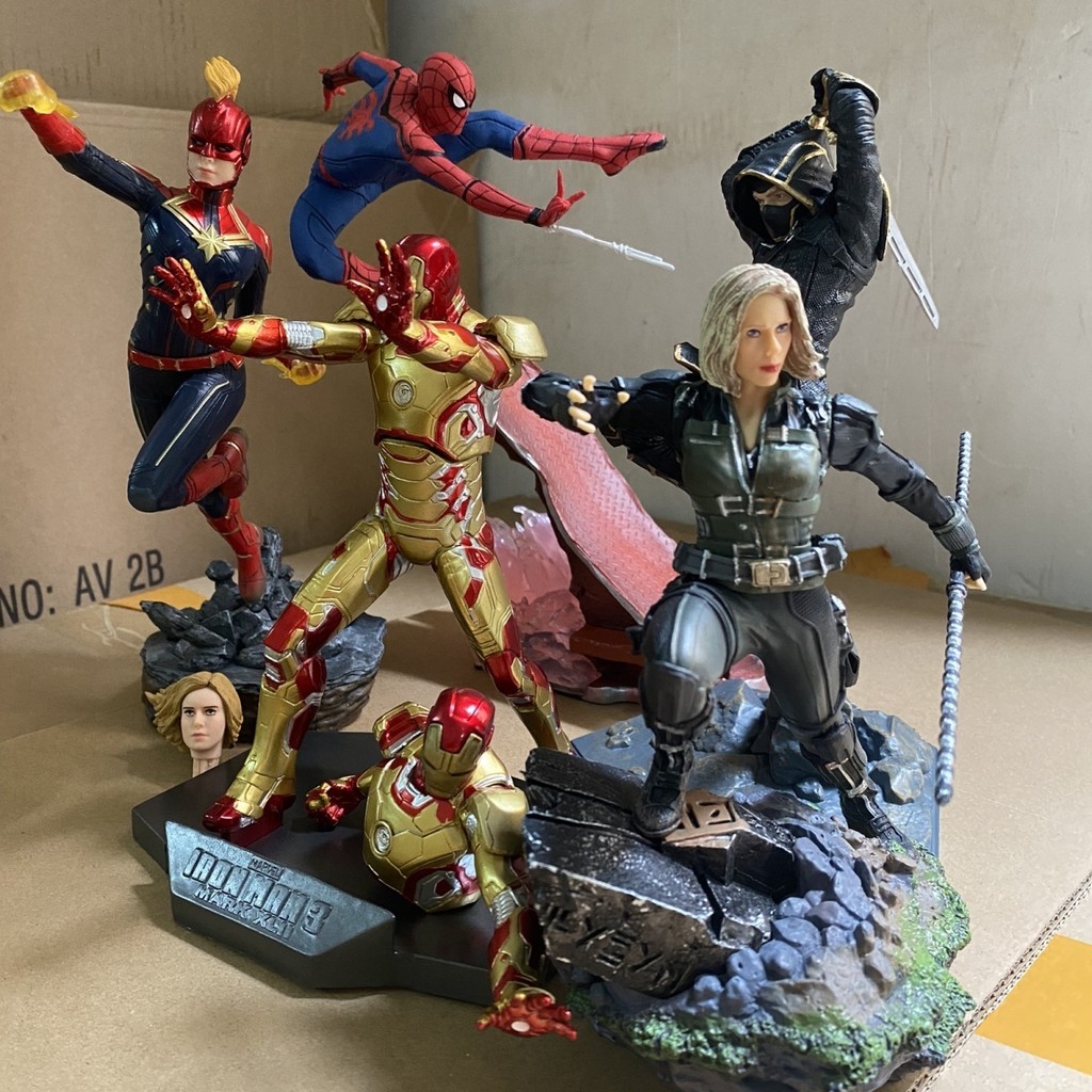 ⚡[คลังสินค้าพร้อม] Return of Heroes Infinite War Brazil Factory Black Widow Captain Marvel Ronin Spiderman Iron Man Figure