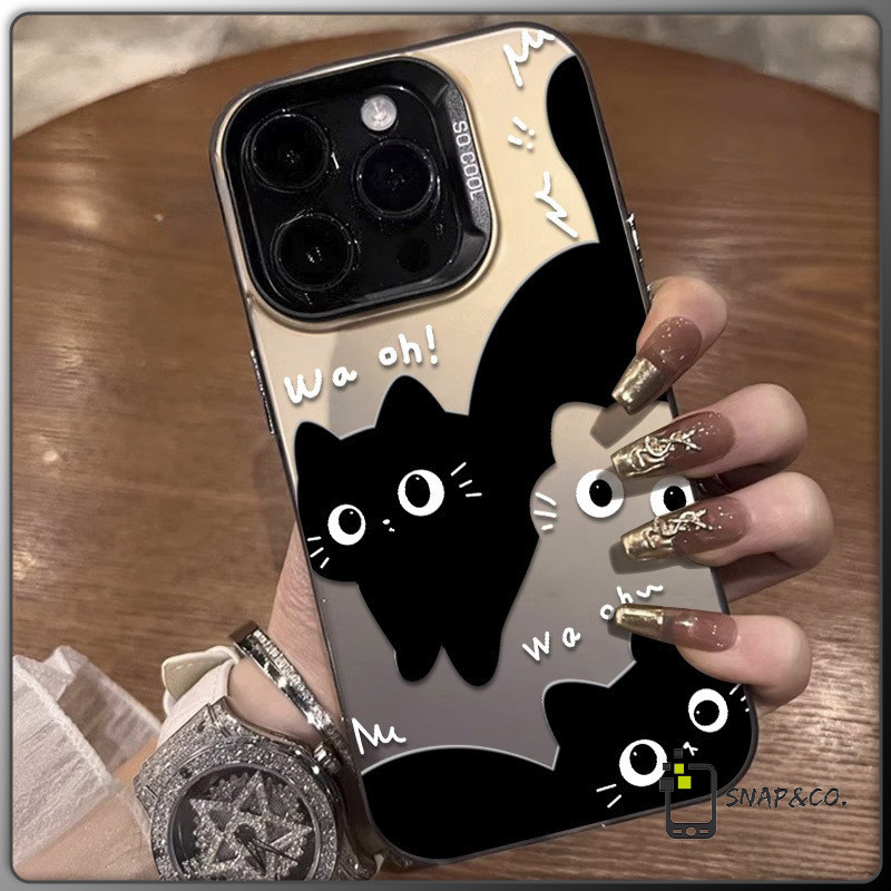 🔥Snap&Co.🔥 เคสไอโฟน11/12/13/14/15/16 ProMax Cute Black Cat TPU Matte Case For iPhone 11,12,13,14,13PM,14PM,15PM เคส