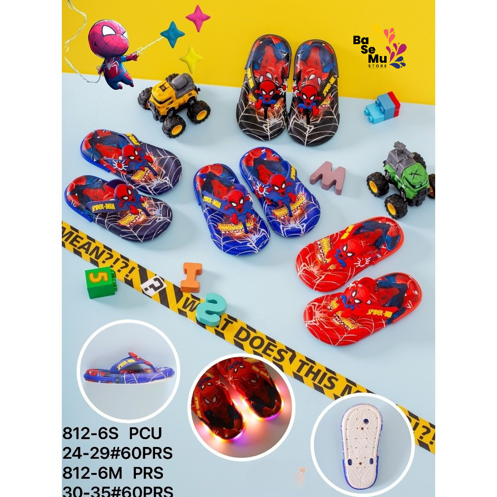 Spiderman Character Boys Flip Flops Super Hero Cartoon Motif รองเท้าแตะเด็ก 812-6S 812-6M