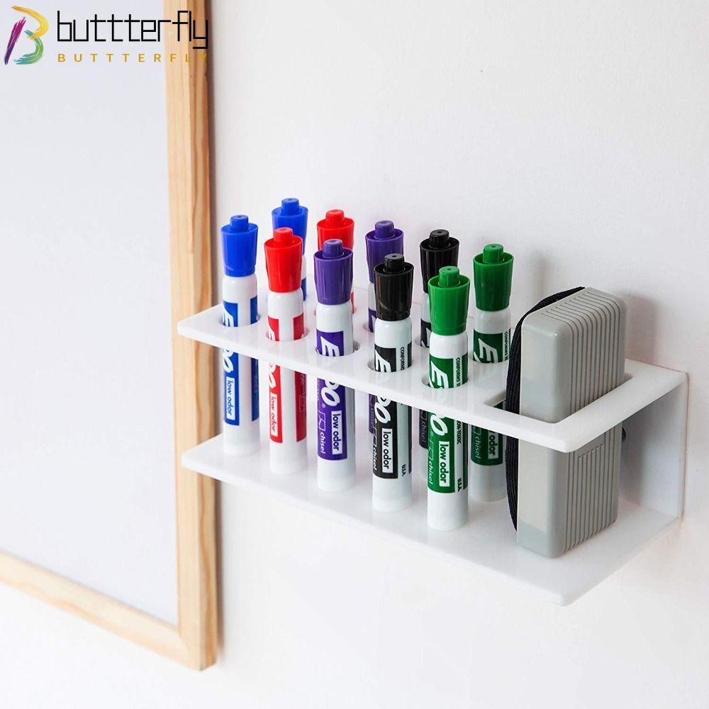 BUTTTERFLY ที่ใส่ปากกา, ติดผนัง 10 ช่อง MARKER Holder Rack, อะคริลิคไวท์บอร์ด Marker ยางลบผู้ถือปากกาขาตั้งจอแสดงผลโรงเรียน