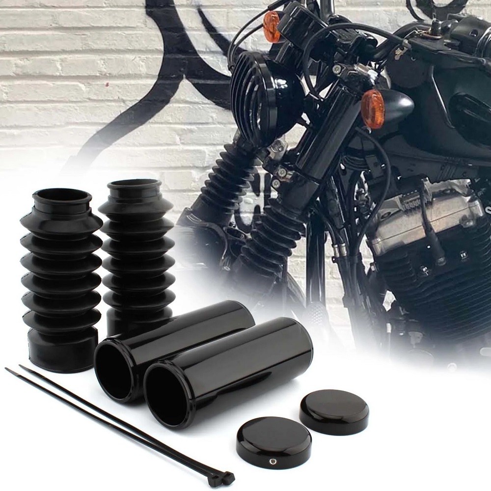 49 มม.Motoycle Upper ส้อม Tube Lower Gaiter Boot Shock Damping ฝุ่นสําหรับ Harley Sportster XL1200X X48 Dyna Street Bob Breakout V-ROD Softail 16-up