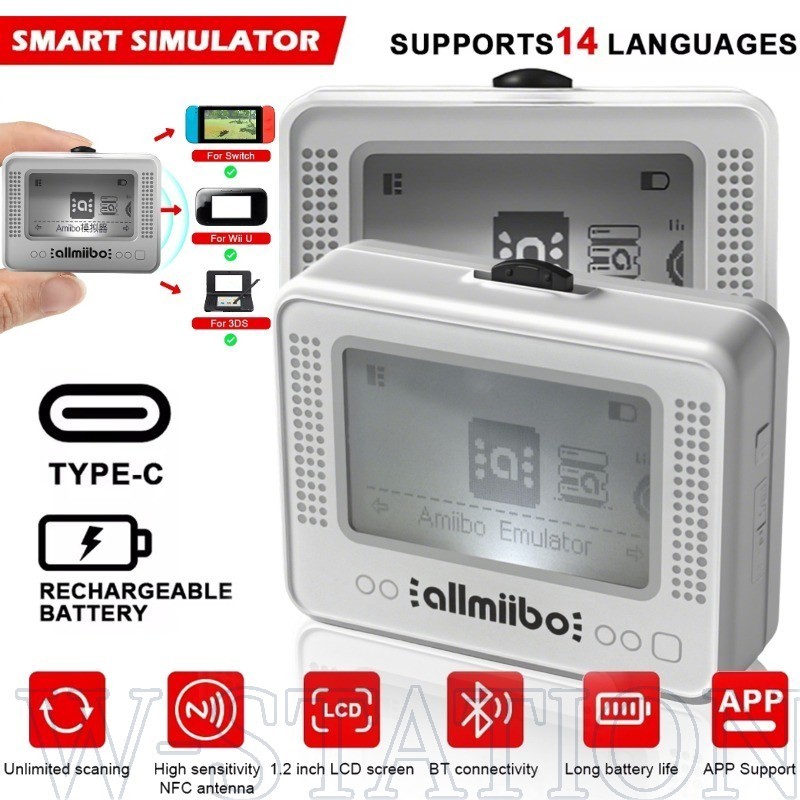 แบบพกพา Allmiibo Emulator - จําลองอัจฉริยะแบบชาร์จไฟได้ - Plug & Play, Type-C ชาร์จ - ไร้สาย NFC Sim