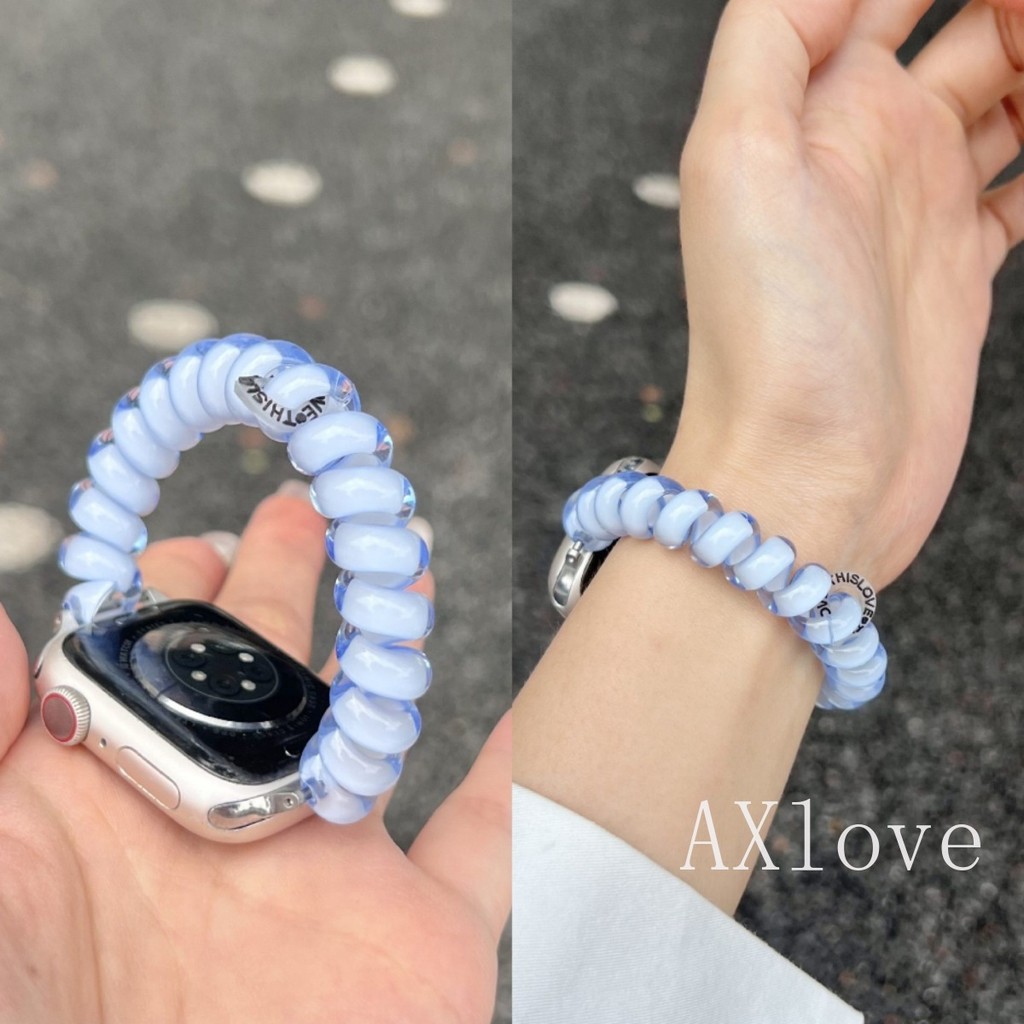 น่ารัก Solo Loop Strapfor Apple Watch 46 42 มม.38 40 41 มม.45 49 มม.พลาสติกยืด Brecelet Series 10 9 8 7 6 5 4 สาย