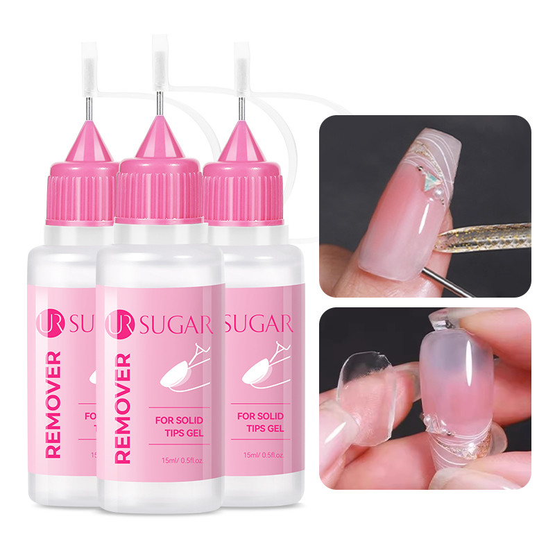 UR SUGAR 15ml น้ํายาล้างเล็บสําหรับกดบนเล็บได้อย่างง่ายดายลบเล็บปลอมเคล็ดลับกาวแข็งเจล Remover เจลปลายเล็บแข็ง