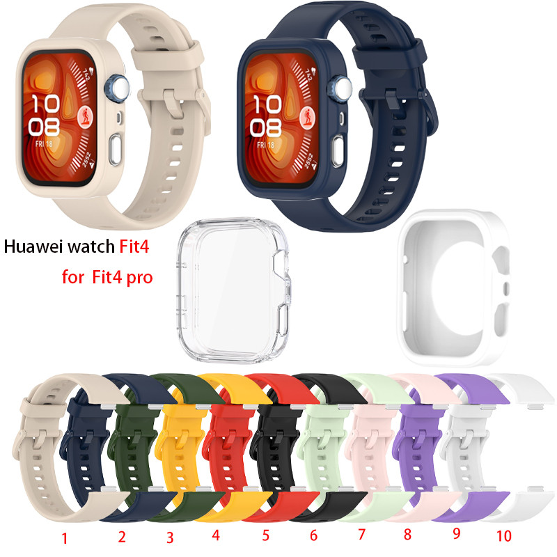 เคสป้องกัน TPU พร้อมสายซิลิโคนสําหรับ Huawei Watch Fit 3 4 Fit4 pro Soft Clear Screen Protector ฝาครอบเปลี่ยนสายนาฬิกา
