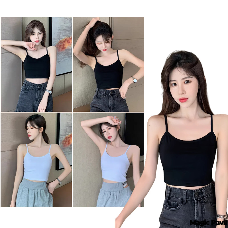 【Magic】พร้อมส่ง | เสื้อสายเดี่ยว เสื้อกล้าม สีทึบ ใส่ได้ทุกสไตล์ เนื้อผ้าฝ้ายคุณภาพดี ชุดชั้นในเซ็กซี่ สีดำ YP-2