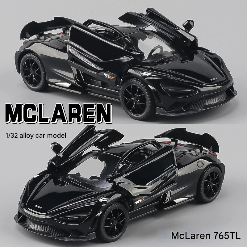 1:32 McLaren 765TL 720S รถโมเดลโลหะผสม - ประตูกรรไกรของเล่นหล่อละเอียด, เอฟเฟกต์แสงและเสียง BT357