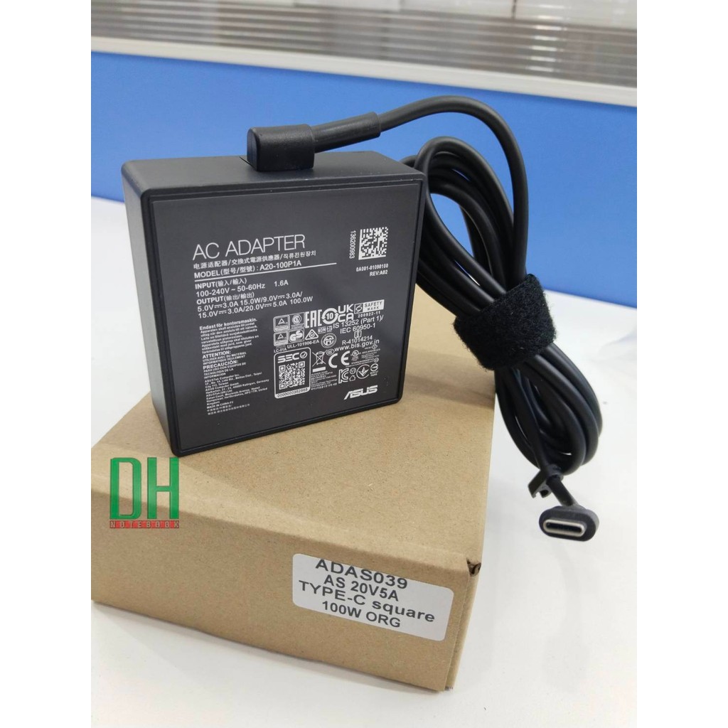 อแดปเตอร์ สายชาร์จ โน๊ตบุ๊ค ASUS 20V 5A Laptop Charger Adapter TYPE-C 100W ORI 100W