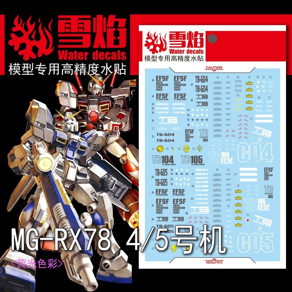 20250801 XY XUEYAN รูปลอก MG 1/100 RX-78-4 RX-78-5 รูปลอก Water Slide เรืองแสง (ไม่รวมชุด) XYMG058