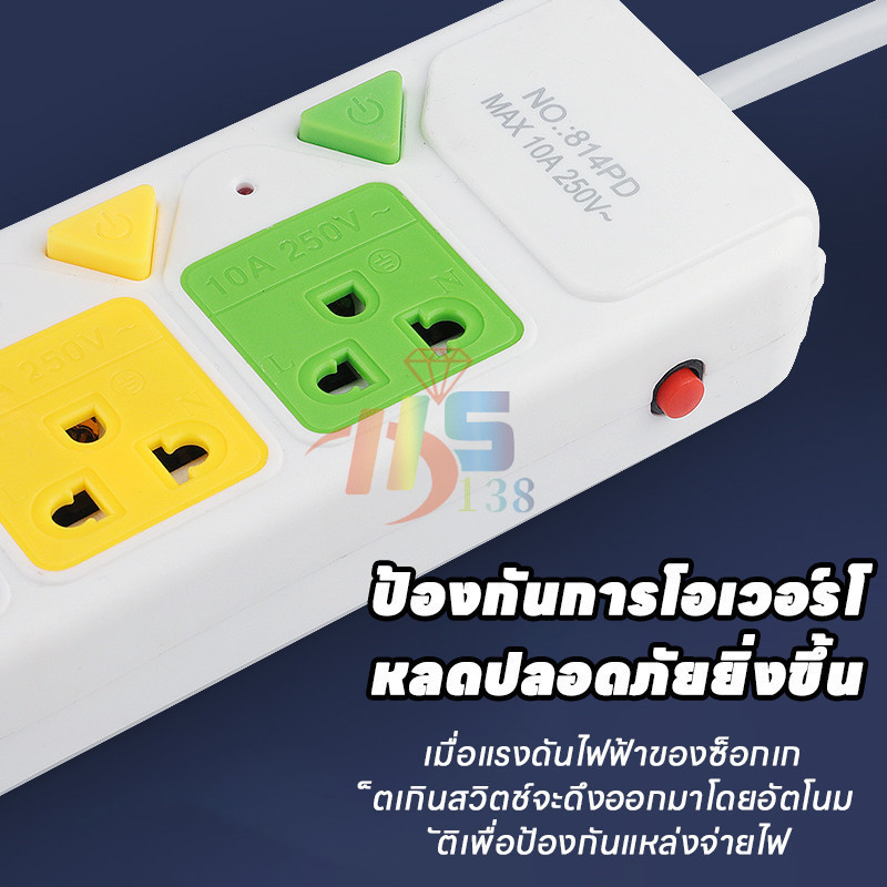 สั่งซื้อวันนี้ รับฟรีเสื้อธงชาติทันที ปลั๊กไฟ USB 3เมตร 5เมตร  ผ่านมาตรฐาน มอก.ปลอดภัย ทำจากทองเหลือง 3ตา  คุณภาพสูง - รูปที่ 6