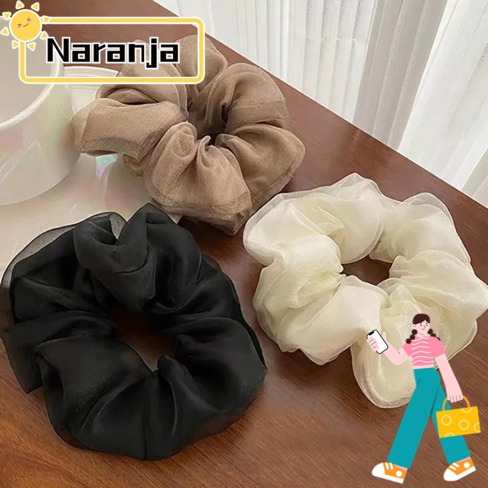 NARANJA Scrunchie สีดำ beige khaki แบบ Elegant Organza เสริมความสวยงามให้ทรงผมของคุณ พร้อมใช้งานได้อ