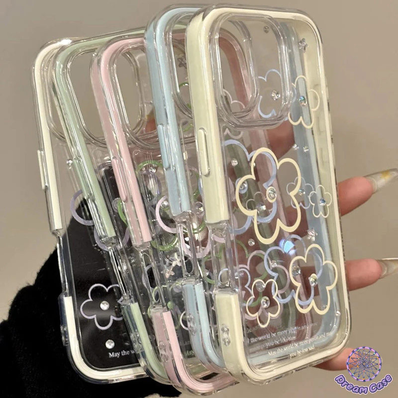 เคสไอโฟน11 แฟชั่นดอกไม้น่ารักโปร่งใสนุ่ม สำหรับ IPhone 15 17 16 13 14 11 12 Pro Max 13 15 14 12 16 Pro 16 14 15 Plus Air