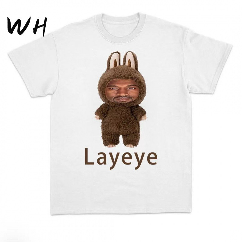 KATUN Spoof Layeye เสื้อยืดแขนสั้นหลวมอเนกประสงค์พิมพ์ Kanye Niche Spoof Layeye สําหรับชาย Creative 