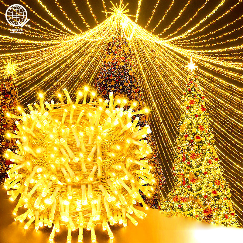 พร้อมสต็อก 100LED 10M/200LED 20M LED Fairy Light String โคมไฟคริสต์มาสงานแต่งงานตกแต่ง Lampu Hiasan Raya Lip Lap Kelip สีทองแดงลวด 8 โหมดโคมไฟกันน้ํา