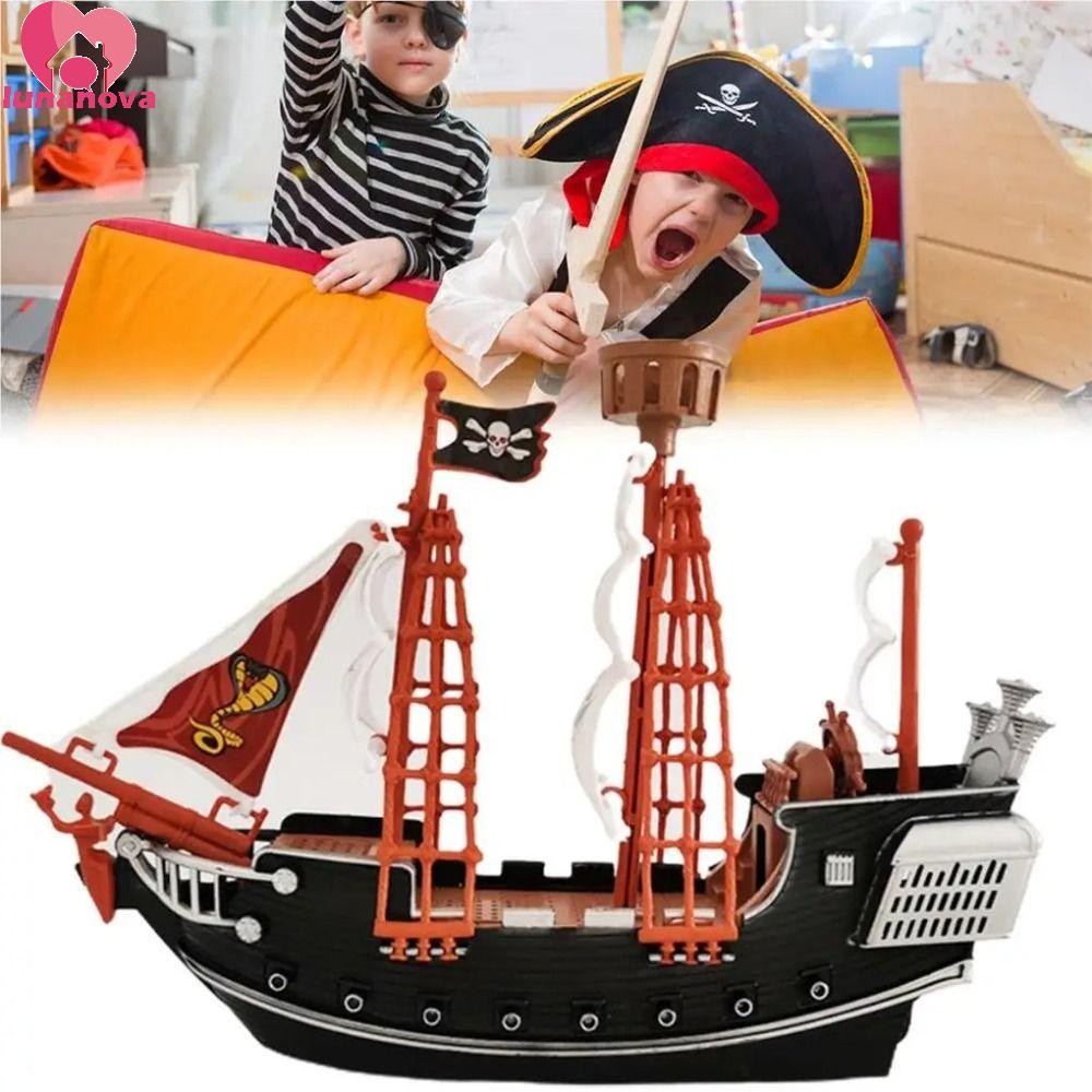 LUNANOVA Pirate Ship Action Figures, Craftsmanship ที่น่าสนใจ Pirate Model Toys, Unique Boats Model 