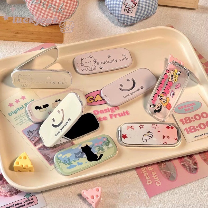 การ์ตูนน่ารักสัตว์ Ins Smile Mior ที่วางโทรศัพท์เคลือบเงาถุงลมนิรภัยที่วางซ็อกเก็ตแบบพับได้ขยายได้ Grip แหวนโทรศัพท์
