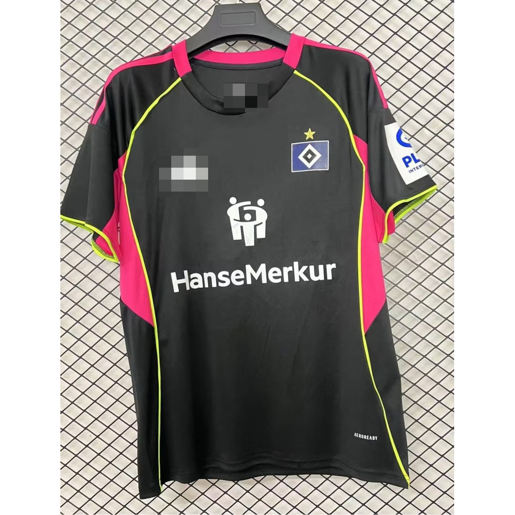 พัดลมรุ่น 2526 Hamburg second away jersey กีฬาเสื้อยืดแขนสั้น AAA+
