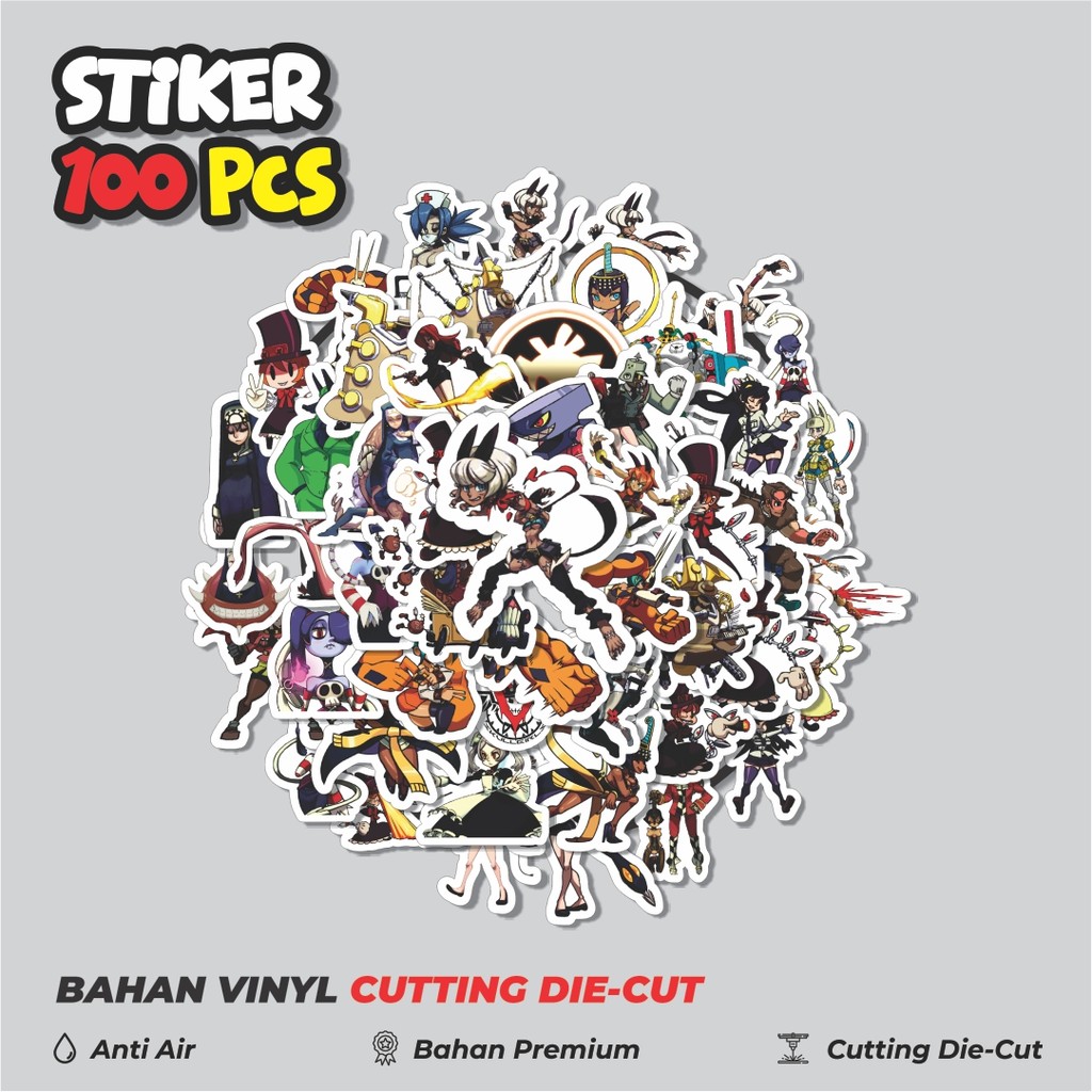 HP 50 ชิ้น สติ๊กเกอร์ซีรีส์เกม Skullgirls ผสม 1 ตัวละคร การตกแต่งน่ารักที่สร้างสรรค์สําหรับโน้ตบุ๊ก 