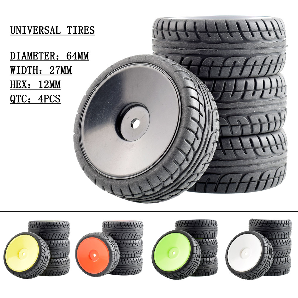 9070-8003 64 มม.ยางและชุดล้อ 4PCS สําหรับ 1:10 HSP HPI SAKURA D3 Kyosho FW06 ทั่วไป