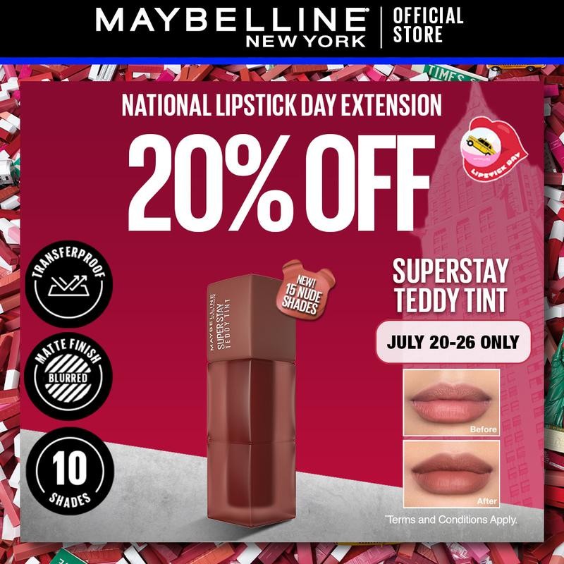 Maybelline Superstay Teddy Tint - 12HR Longwear, Soft Matte Multi-Use Tint, Transferproof Makeup