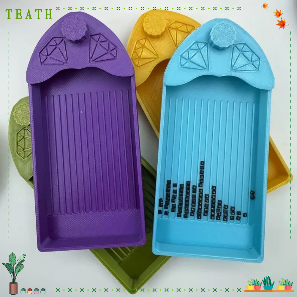 อุปกรณ์วาดภาพเพชร TEATH พร้อมฐานและลูกบิด Silky Diamond Painting ถาด, No-Spill Shaking DIY Craft Mul