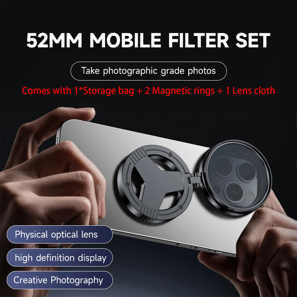 ขาตั้งแม่เหล็กขนาด 52 มม. สําหรับเลนส์โทรศัพท์มือถือ CPL Polarizer สําหรับ Samsung และสมาร์ทโฟนอื่นๆ อะแดปเตอร์ขาตั้งกล้องแม่เหล็กแบบยืดหดได้