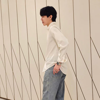B&R เสื้อเชิ้ตแขนยาว Men's Shirts สีล้วน สไตล์อิตาลี สง่างามและเป็นผู้ใหญ่ แฟชั่นแมทช์ง่าย