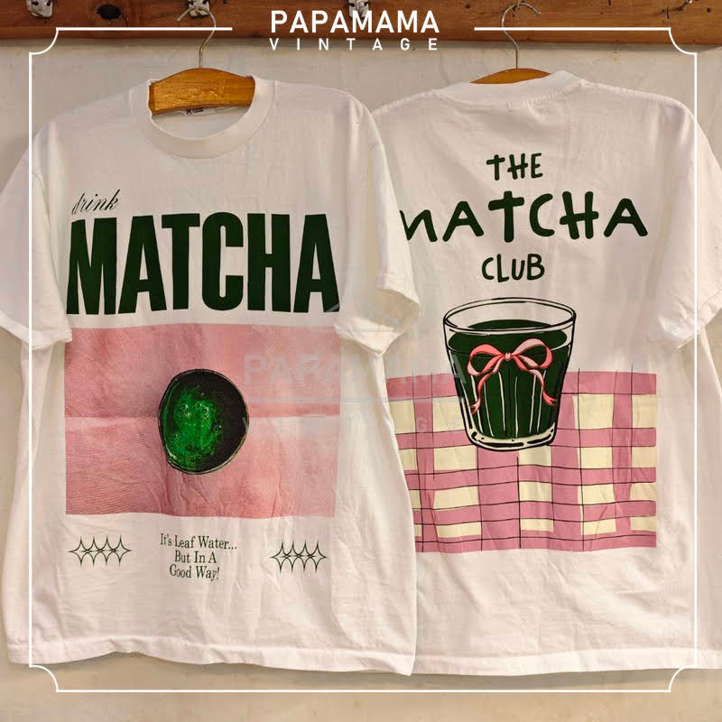 MATCHA The MATCHA CLUB tag usa เสื้อวินเทจ เสื้อชาเขียว papamama vintage shirt