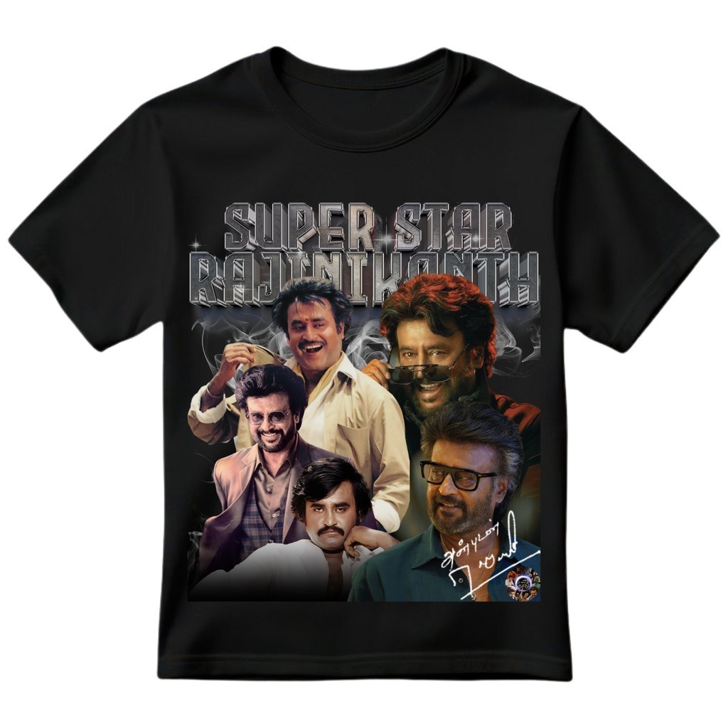 Rajinikanth เสื้อยืด Unisex RAJINI COOLIE ภาพยนตร์กราฟิกเสื้อยืด SUPER STAR ผู้หญิงผู้ชายแขนสั้นผ้าฝ