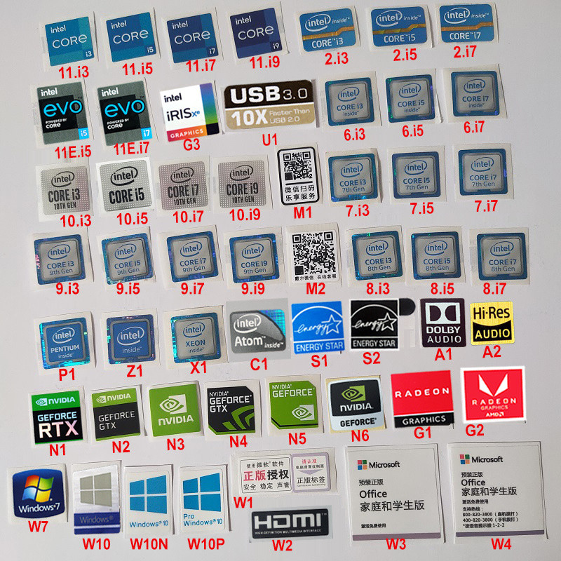 Ready Stock #[ อัตราการงอก 95%] Laptop Decorative Intel cpu Sticker Corey i3 i5 i7 i9 Invida rtx Sti
