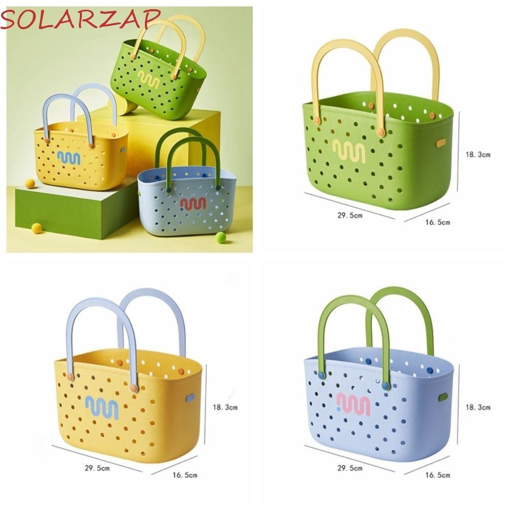 Solarzap Summer Beach Bag, PP Shopping Bag Holes Basket, กระเป๋าสะพายแบบพกพา Wash Bag Pouch Picnic Tote Bag Travel