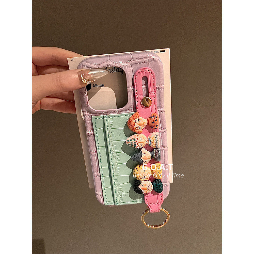 🚀Fast shipping🧸 สีน่ารัก+สายรัดข้อมือ+กระเป๋าบัตรสําหรับ iPhone iPhone 17 16 12 15 14 13 Pro Max iPhone 11 เคสiPhoneป้องกันAnti-Dropปกหลังกรณี - รูปที่ 5