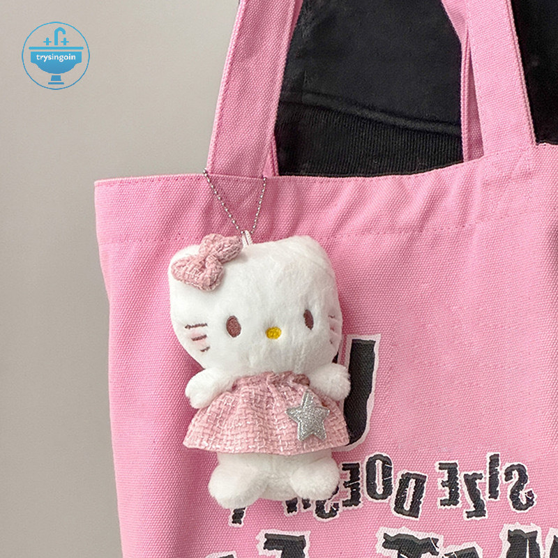 [trysingoin] Sanrio Hello Kitty ตุ๊กตาตุ๊กตาพวงกุญแจจี้การ์ตูน Kt แมวยัดไส้ Plushies พวงกุญแจกระเป๋าอุปกรณ์เสริมสาวของขวัญของเล่นเด็ก TH