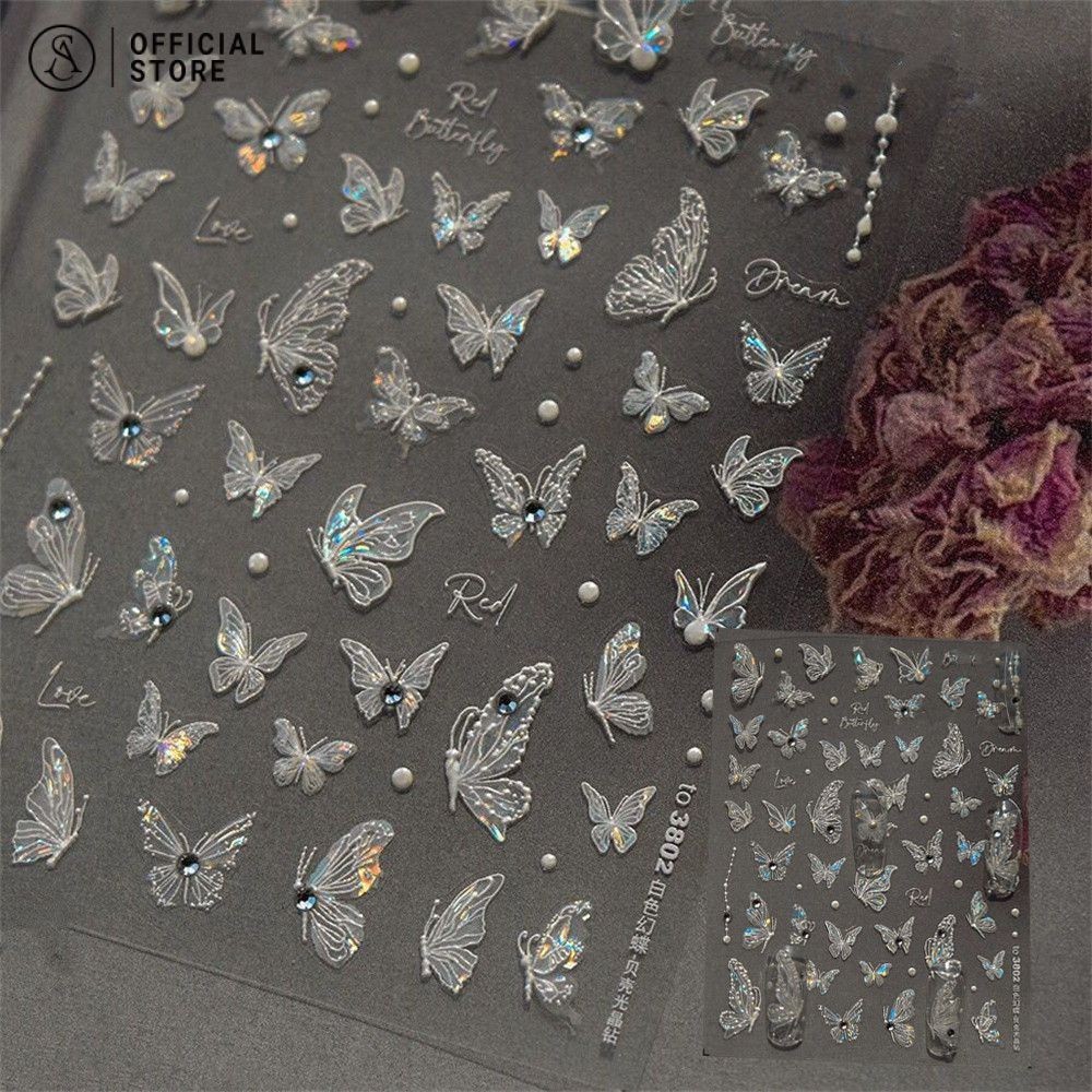 สติกเกอร์เพ้นท์เล็บผีเสื้อ บางเฉียบ สติ๊กเกอร์ติดเล็บ อุปกรณ์ทําเล็บ