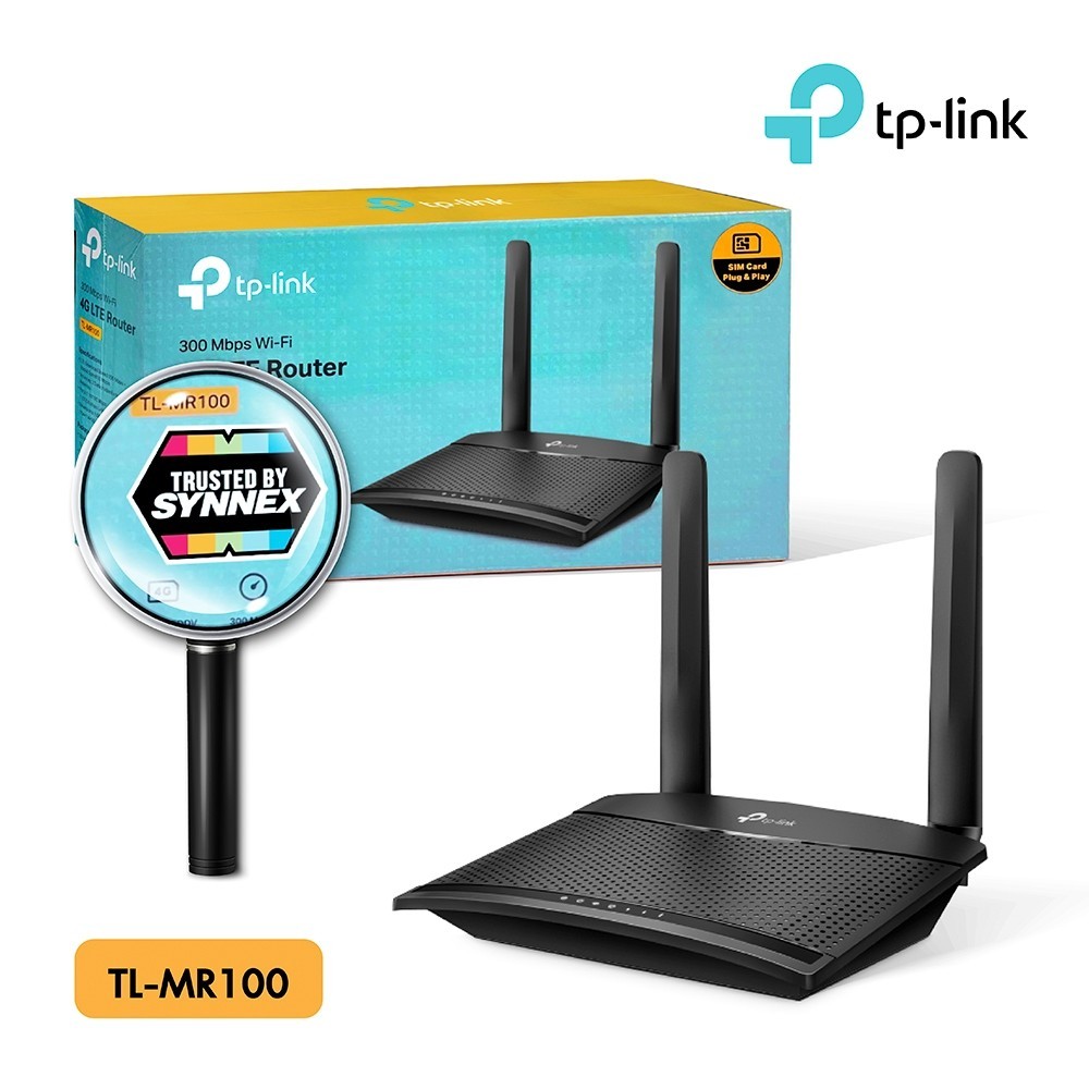 TP-LINK 4G Router TL-MR100 300 Mbps เราเตอร์ใส่ซิม ทุกเครือข่าย Wireless N 4G LTE Router
