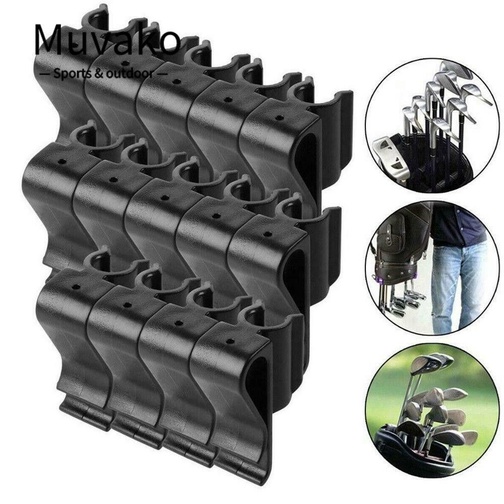 Muvako คลิปหนีบกระเป๋าไม้กอล์ฟ, ที่วางแคลมป์พัตเตอร์สีดําพลาสติกทนทาน, อุปกรณ์ฝึกซ้อมใส่คลิปอุปกรณ์กอล์ฟพร้อมมาร์กเกอร์สีขาวคลิปพัตเตอร์กอล์ฟผู้ชาย