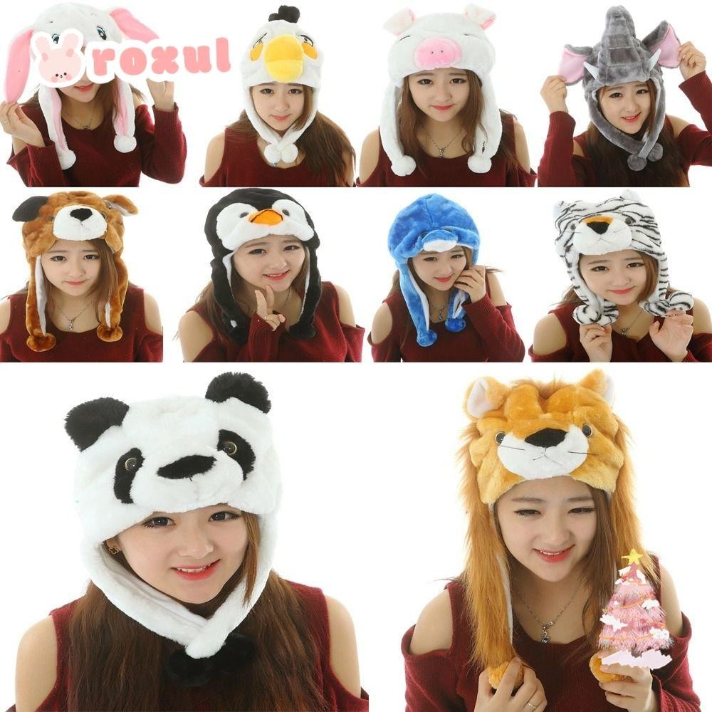 Roxul Plush Moving Hat,การ์ตูนสัตว์ Earflap หมวก, Trapper หมวกคออุ่นหมวกสัตว์หมวกเด็กผู้ใหญ่ของขวัญ