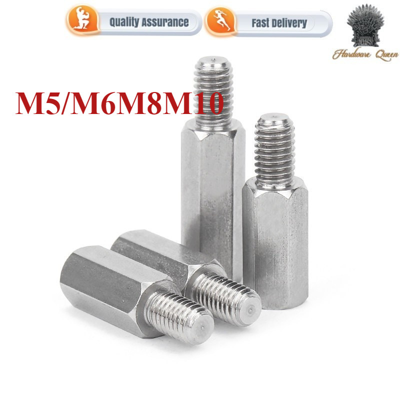 [1QN] สแตนเลสหัวเดียวหกเหลี่ยมสตั๊ดแชสซีเมนบอร์ดคอลัมน์สกรู M5/M6M8M10 การเชื่อมต่อคอลัมน์คอลัมน์แยก